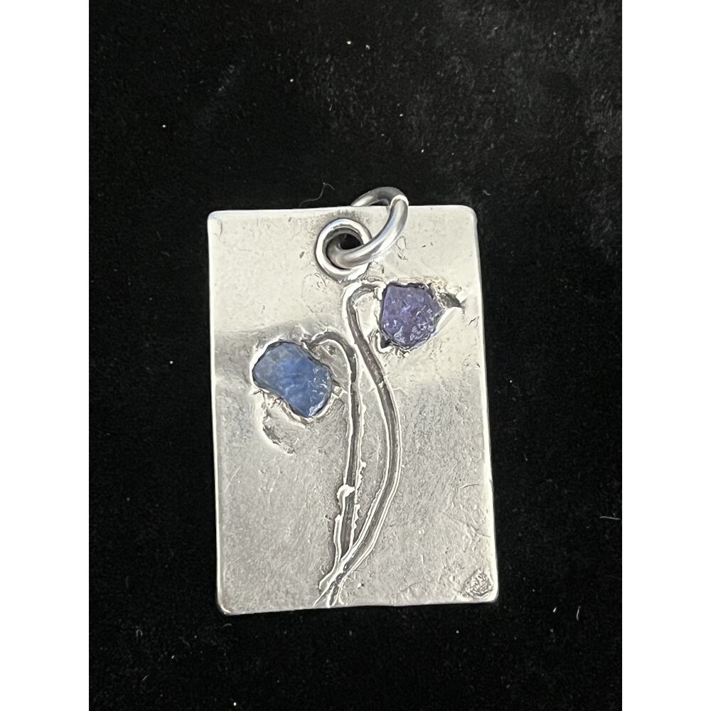 Signed Nadine Leo Mississippi River Pearl Co Sterling Silver Sapphire Pendant